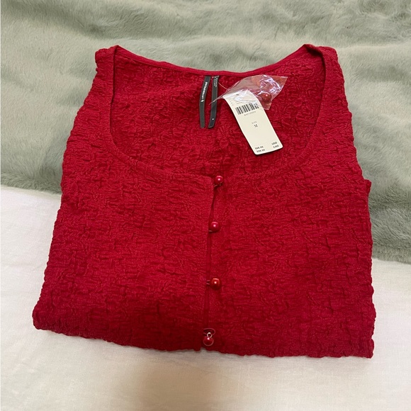 Anthropologie Red Smocked Cardigan Top - Medium NWT - Picture 6 of 7
